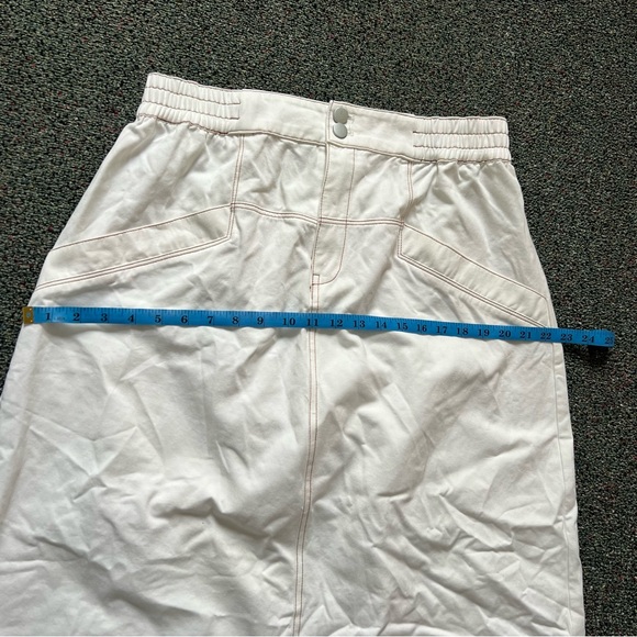 White & Tan Stitching Cotton Modest Baggy Oversized Cargo Casual Jean Skirt XL - Picture 14 of 16